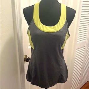 MPG Mondetta Performance Gear Gray and Yellow Activewear Tank Top